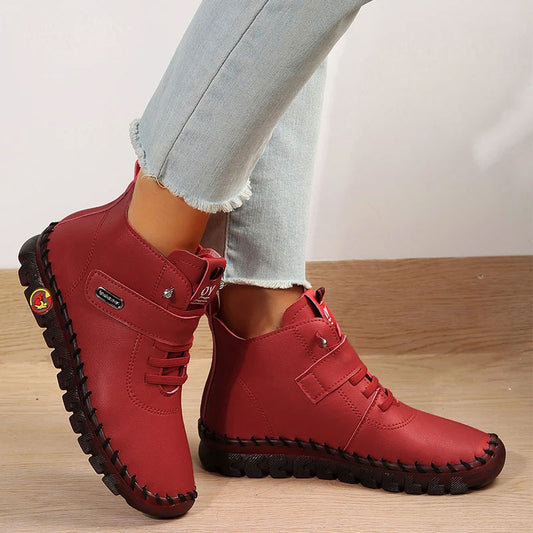 Bottines Femme Rouge en PU