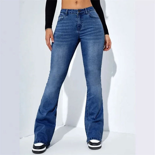 Jeans Slim Fit Évasé Femme