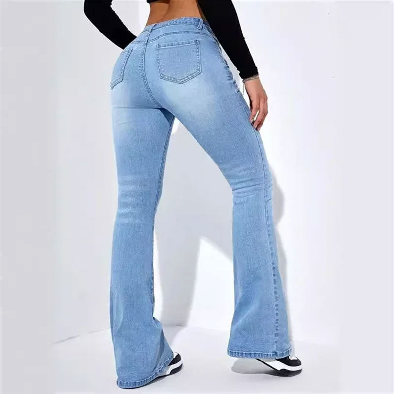 Jeans Slim Fit Évasé Femme