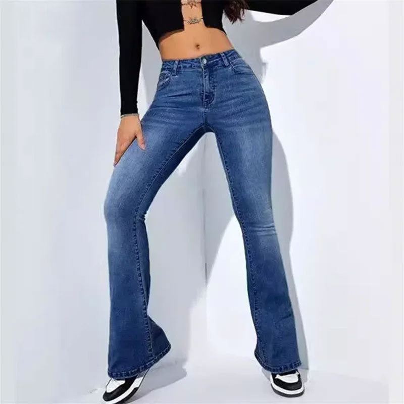 Jeans Slim Fit Évasé Femme