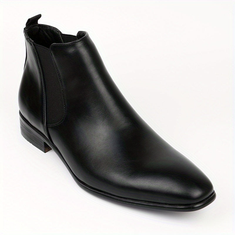 Monamour Mode-Men Boots-Bottes Chelsea Classiques en Cuir à Bout Carré pour Hommes