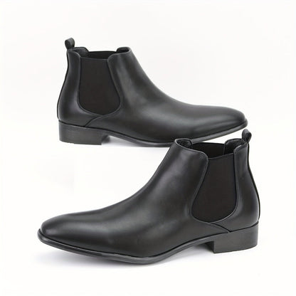 Monamour Mode-Men Boots-Bottes Chelsea Classiques en Cuir à Bout Carré pour Hommes