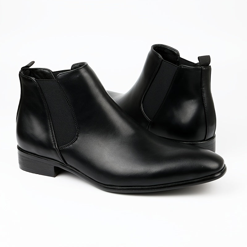 Monamour Mode-Men Boots-Bottes Chelsea Classiques en Cuir à Bout Carré pour Hommes