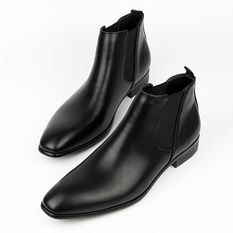 Monamour Mode-Men Boots-Bottes Chelsea Classiques en Cuir à Bout Carré pour Hommes