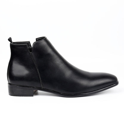 Monamour Mode-Men Boots-Bottes Chelsea en Cuir de Style Luxe à Fermeture Éclair pour Hommes