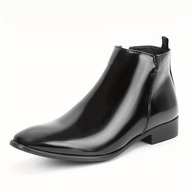 Monamour Mode-Men Boots-Bottes Chelsea en Cuir de Style Luxe à Fermeture Éclair pour Hommes