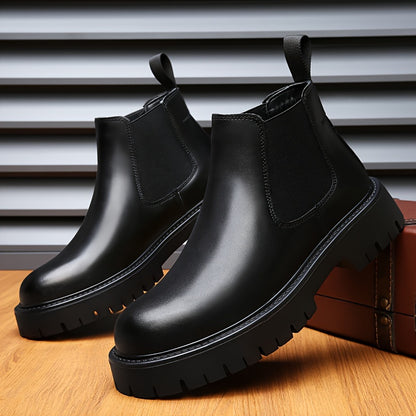 Monamour Mode-Men Boots-Bottes Chelsea pour Hommes avec Semelle Épaisse et Courte