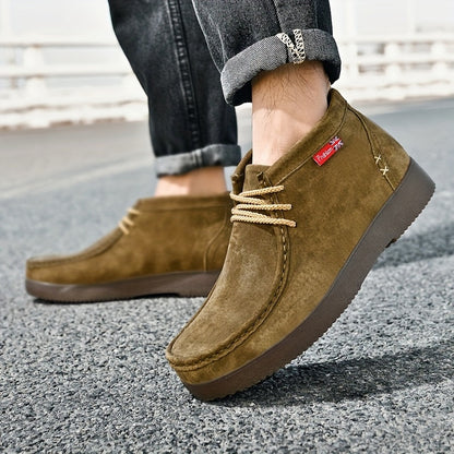 Monamour Mode-Men Boots-Bottes Chukka Décontractées Et Vintage À Cheville En Véritable Cuir De Porc