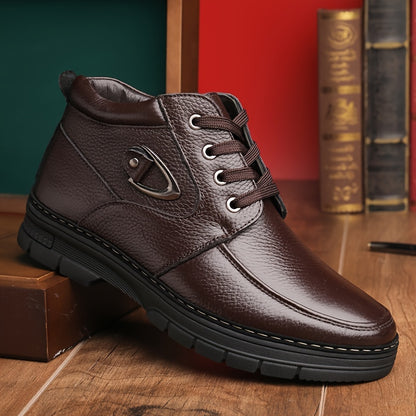 Monamour Mode-Men Boots-Bottes En Cuir Thermiques Décontractées À Lacets Pour Hommes Pour L'automne Et L'hiver