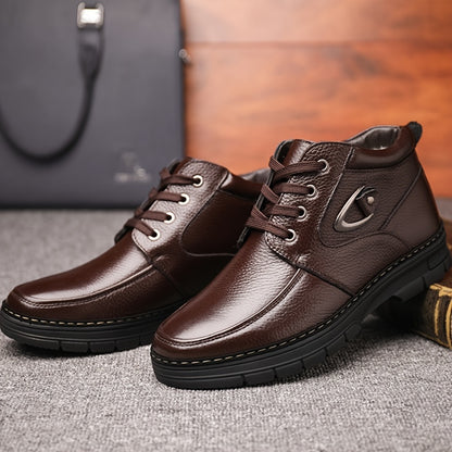 Monamour Mode-Men Boots-Bottes En Cuir Thermiques Décontractées À Lacets Pour Hommes Pour L'automne Et L'hiver