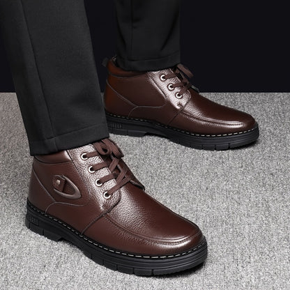 Monamour Mode-Men Boots-Bottes En Cuir Thermiques Décontractées À Lacets Pour Hommes Pour L'automne Et L'hiver