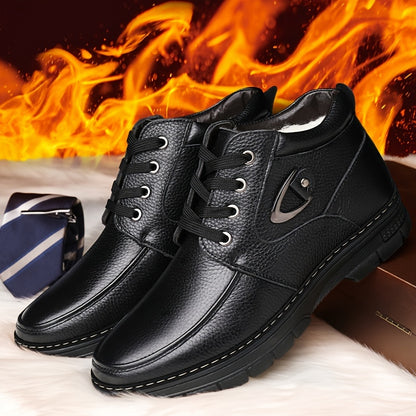 Monamour Mode-Men Boots-Bottes En Cuir Thermiques Décontractées À Lacets Pour Hommes Pour L'automne Et L'hiver