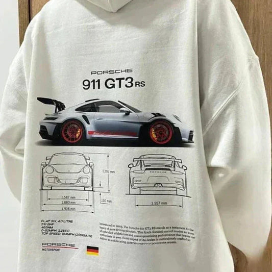 Monamour Mode-Men Hoodies-Sweat à Capuche Unisexe Oversize avec Motifs de Course pour les Passionnés d'Automobile