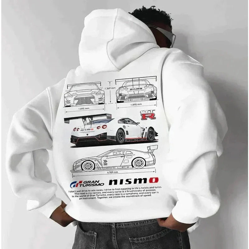 Monamour Mode-Men Hoodies-Sweat à Capuche Unisexe Oversize avec Motifs de Course pour les Passionnés d'Automobile