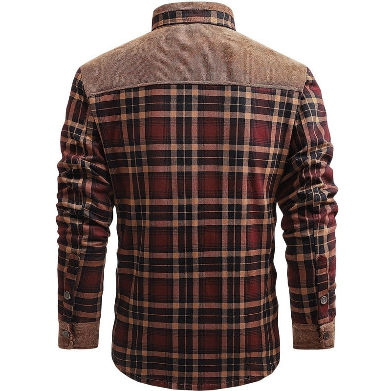 Monamour Mode-Men Jackets-Veste D'hiver Classique Pour Hommes En Flanelle À Boutons Avec Doublure En Mouton