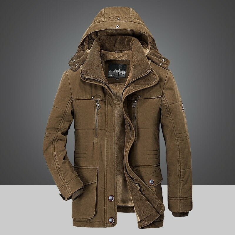 Monamour Mode-Men Jackets-Veste D’hiver Stylée À Capuche Et Multi-Poches Pour Hommes Pour Des Aventures Par Temps Froid