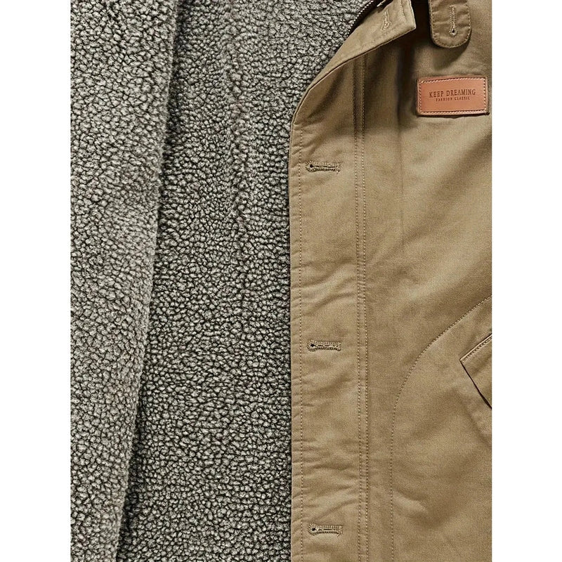 Monamour Mode-Men Jackets-Veste D'hiver Stylée Pour Hommes Avec Col Montant Et Doublure En Sherpa