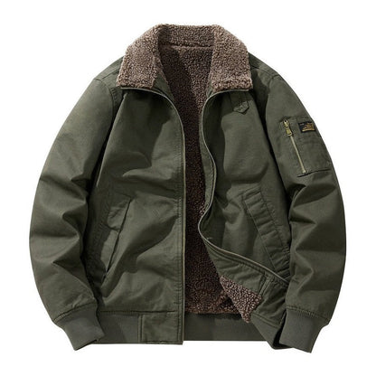 Monamour Mode-Men Jackets-Veste Décontractée Doublée En Shearling Pour Hommes En Coton Avec Fermeture Zippée