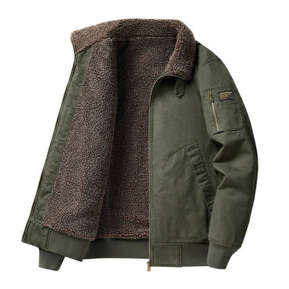 Monamour Mode-Men Jackets-Veste Décontractée Doublée En Shearling Pour Hommes En Coton Avec Fermeture Zippée