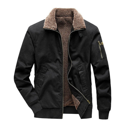 Monamour Mode-Men Jackets-Veste Décontractée Doublée En Shearling Pour Hommes En Coton Avec Fermeture Zippée