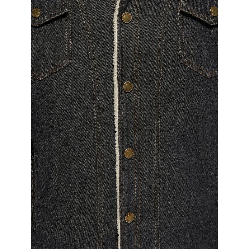 Monamour Mode-Men Jackets-Veste Décontractée En Denim Pour Hommes Avec Doublure En Polaire Et Col En Sherpa