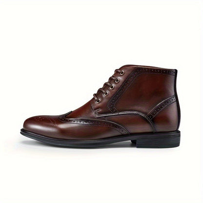 Monamour Mode-Men Shoes-Bottes en Cuir à Lacets pour Hommes Grande Taille avec Bout Fleuri et Style Brogue