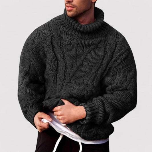 Monamour Mode-Men Sweaters-Pull D'hiver Classique En Tricot Avec Col Montant Pour Occasions Élégantes