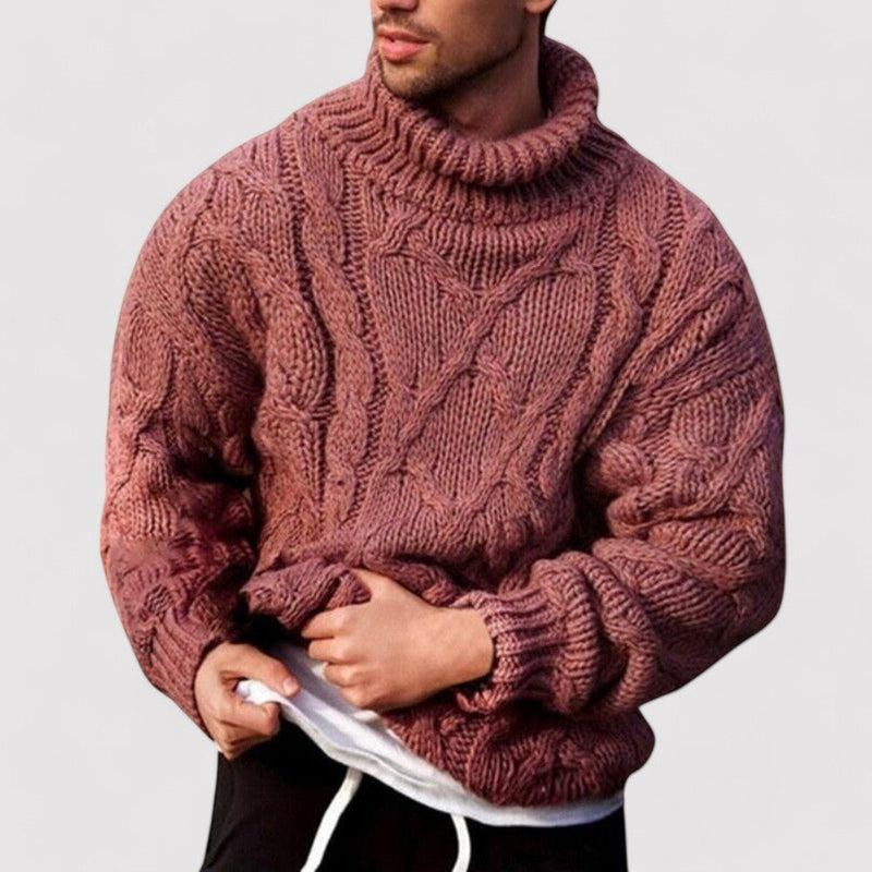 Monamour Mode-Men Sweaters-Pull D'hiver Classique En Tricot Avec Col Montant Pour Occasions Élégantes