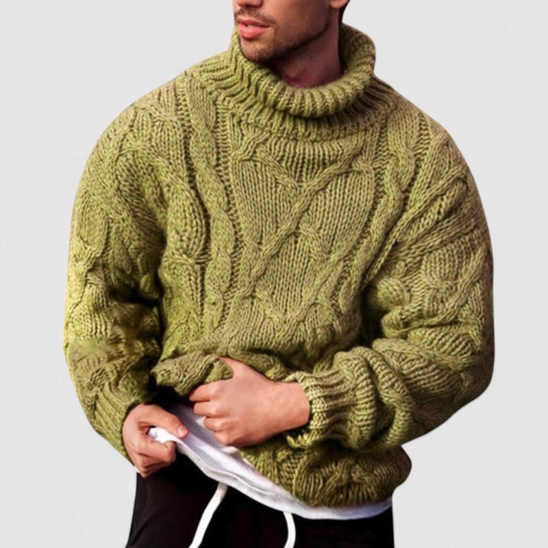 Monamour Mode-Men Sweaters-Pull D'hiver Classique En Tricot Avec Col Montant Pour Occasions Élégantes