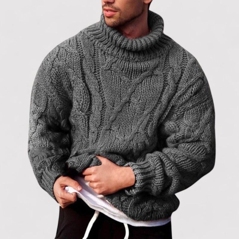 Monamour Mode-Men Sweaters-Pull D'hiver Classique En Tricot Avec Col Montant Pour Occasions Élégantes