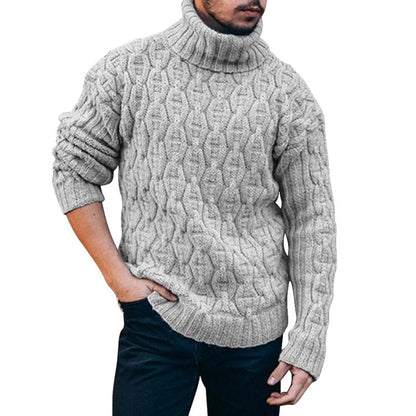 Monamour Mode-Men Sweaters-Pull Oversize Confortable Avec Col Haut Pour La Chaleur En Hiver