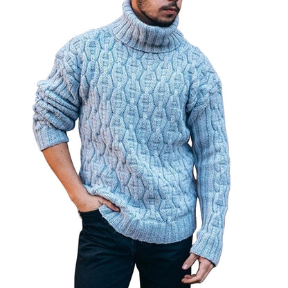 Monamour Mode-Men Sweaters-Pull Oversize Confortable Avec Col Haut Pour La Chaleur En Hiver