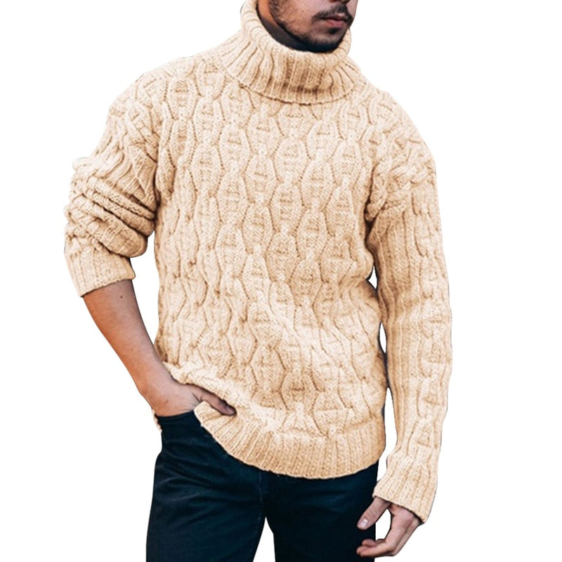 Monamour Mode-Men Sweaters-Pull Oversize Confortable Avec Col Haut Pour La Chaleur En Hiver