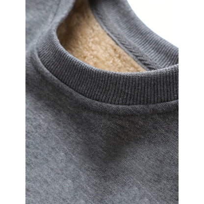 Monamour Mode-Men Sweaters-Sweatshirt Confortable Pour Hommes Avec Doublure En Sherpa Et Col Rond