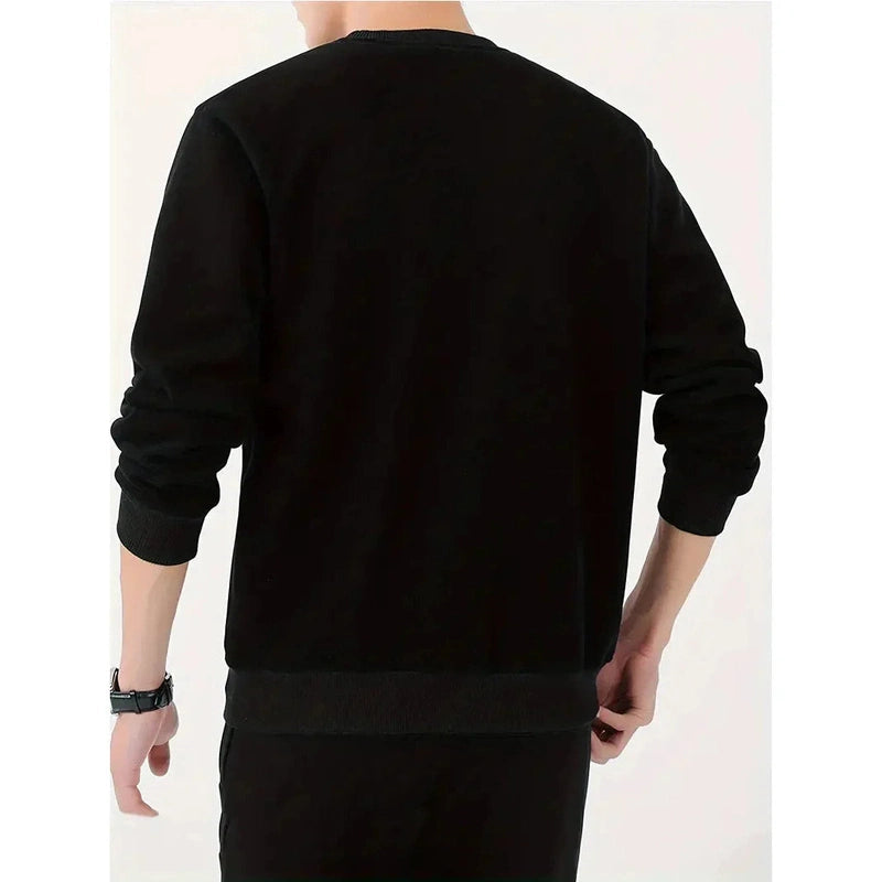 Monamour Mode-Men Sweaters-Sweatshirt Confortable Pour Hommes Avec Doublure En Sherpa Et Col Rond