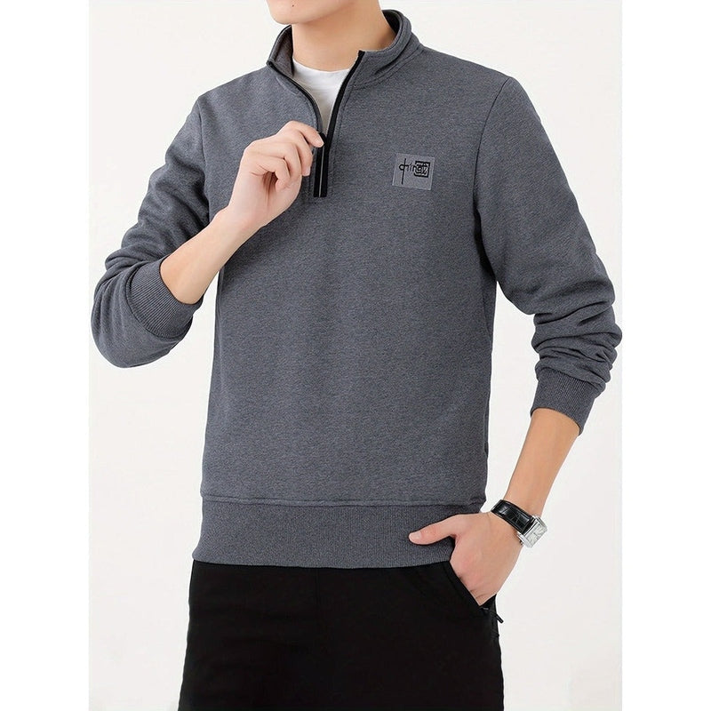 Monamour Mode-Men Sweaters-Sweatshirt Stylé Pour Hommes Avec Doublure En Sherpa Et Col En V En Mélange De Coton