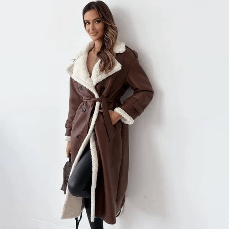 Monamour Mode-Women Coats-Manteau Long Élégant pour Femmes Pour des Occasions Stylées