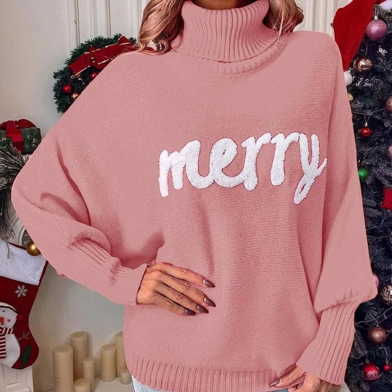 Monamour Mode-Women Sweaters-Pull À Col Roulé Festif Pour Femmes Pour Les Célébrations Des Fêtes